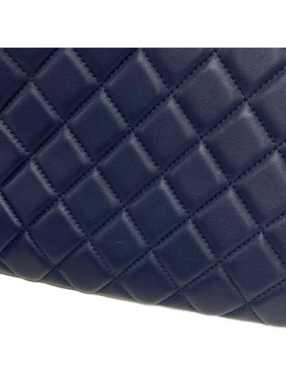 Chanel Clutch Quilted Navy Silver Lambskin